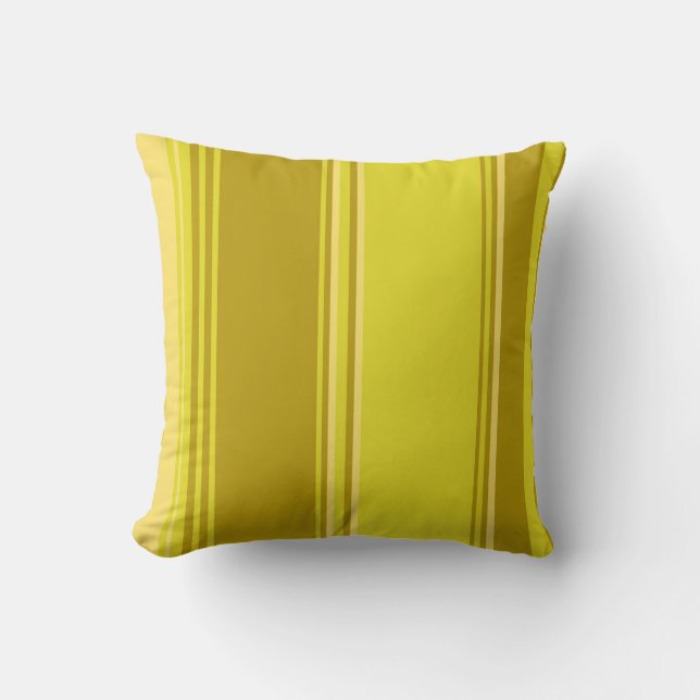 Yellow Retro Stripes Throw Pillow (Front)