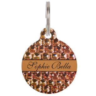 Yellow Rhinestone, yellow diamonds, gemstone Pet ID Tag