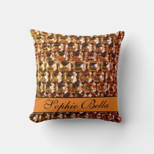 Yellow Rhinestone yellow diamonds gemstones Throw Pillow