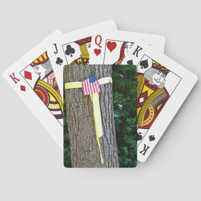 Yellow Ribbon and American Flag Playing Cards (Back)