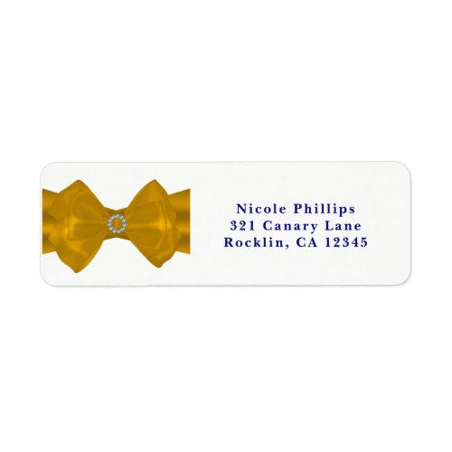 Yellow Ribbon Bow  Diamonds Chic Glam Invitation Label