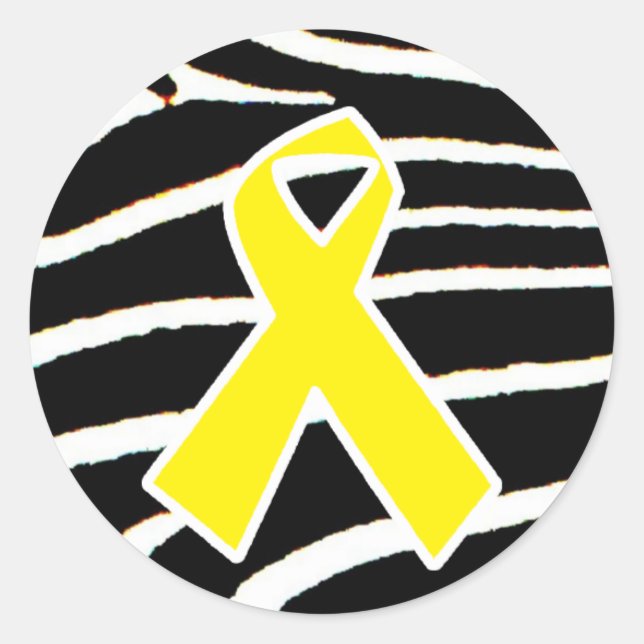 Yellow Ribbon Classic Round Sticker (Front)