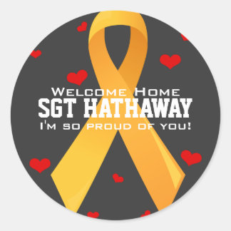 Yellow Ribbon: Dark Classic Round Sticker