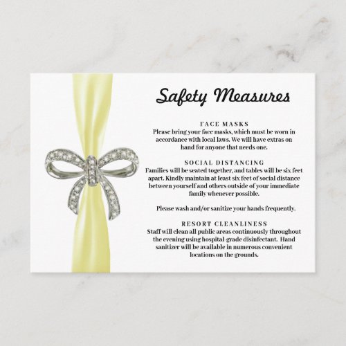Yellow Ribbon Diamond Bow Safety Measures Enclosure Card