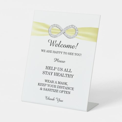 Yellow Ribbon Diamond Infinity Wedding Safety Pedestal Sign
