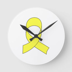 Yellow Ribbon Drawing Round Clock