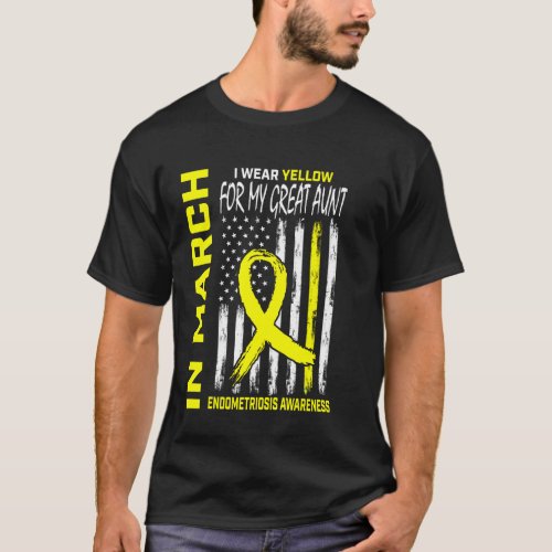 Yellow Ribbon Endometriosis Awareness Great Aunt U T-Shirt