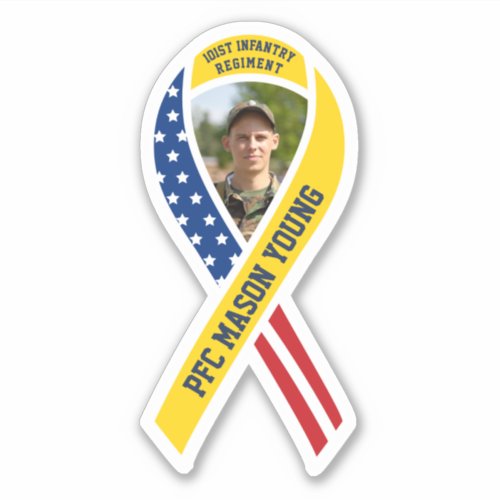 Yellow Ribbon Flag Military Custom Photo  Name Sticker