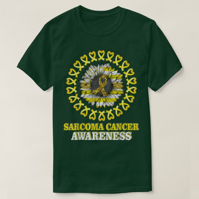 Yellow Ribbon Flag Sunflower Sarcoma Cancer Awaren T-Shirt (Design Front)