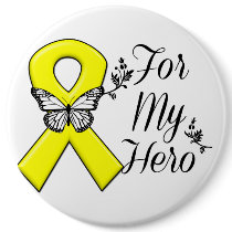 Yellow Ribbon For My Hero Pinback Button