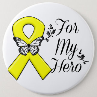 Yellow Ribbon For My Hero Pinback Button