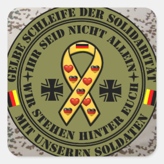 Yellow ribbon of solidarity for our soldiers square sticker