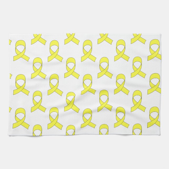 Yellow Ribbon Pattern Kitchen Towel (Horizontal)