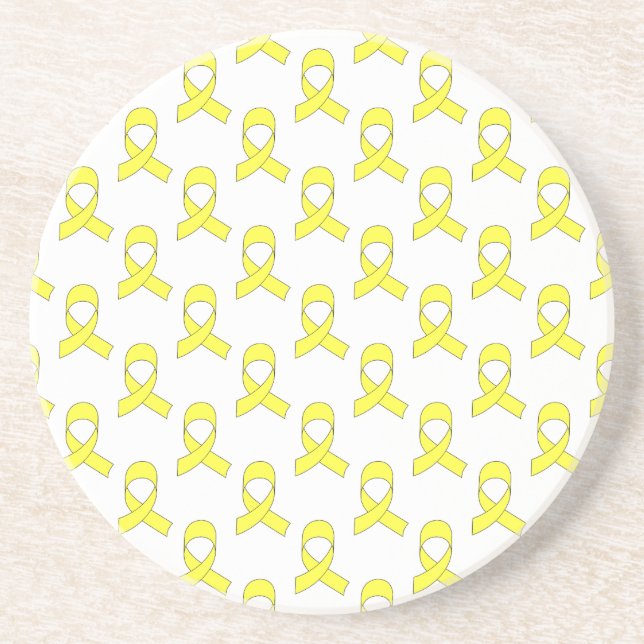 Yellow Ribbon Pattern Sandstone Coaster (Front)