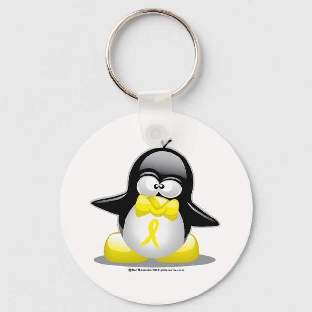 Yellow Ribbon Penguin Keychain (Front)