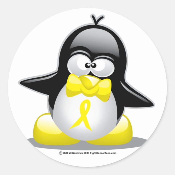 Yellow Ribbon Penguin Stickers