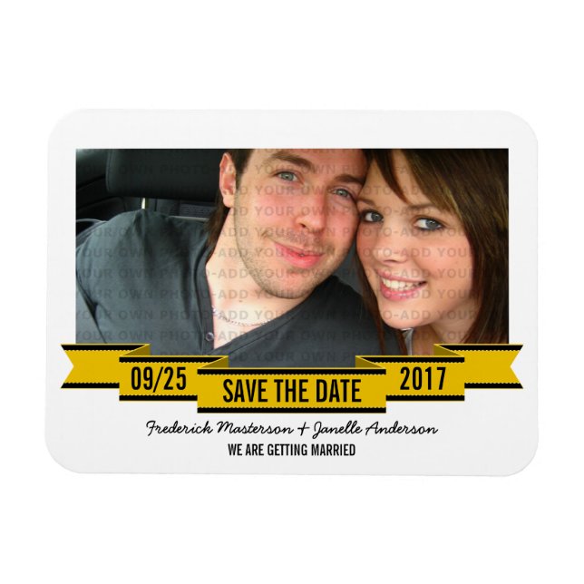 Yellow Ribbon Photo Save the Date Magnet (Horizontal)
