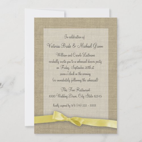 Yellow Ribbon Rehearsal Dinner Personalized Invitations
