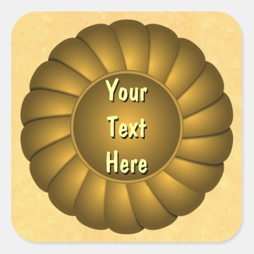 Yellow Ribbon Rosette to Personalize Square Sticker