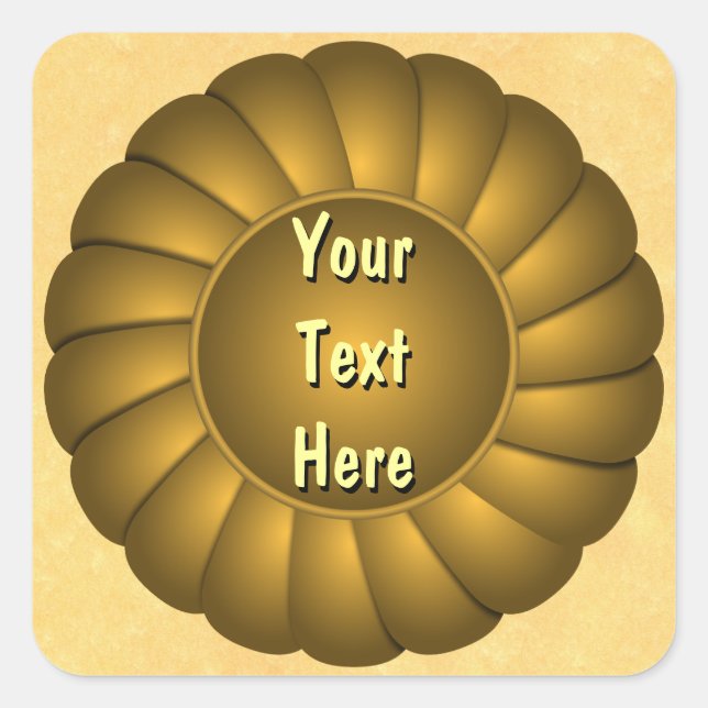Yellow Ribbon Rosette to Personalize Square Sticker (Front)
