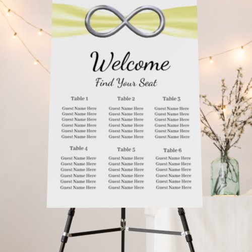 Yellow Ribbon Silver Infinity Seating Chart Foam Board