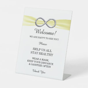 Yellow Ribbon Silver Infinity Wedding Safety Pedestal Sign