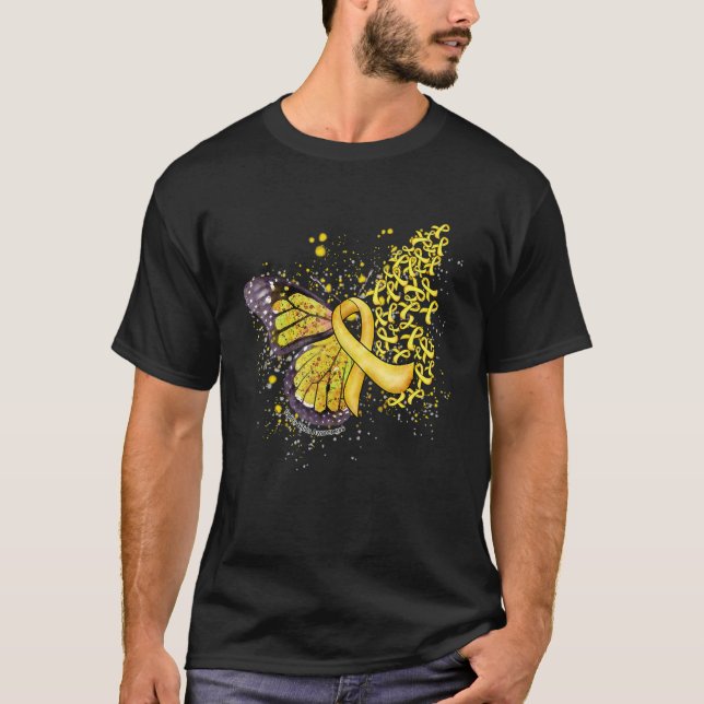Yellow Ribbon Spina Bifida Awareness Dripping Butt T-Shirt (Front)