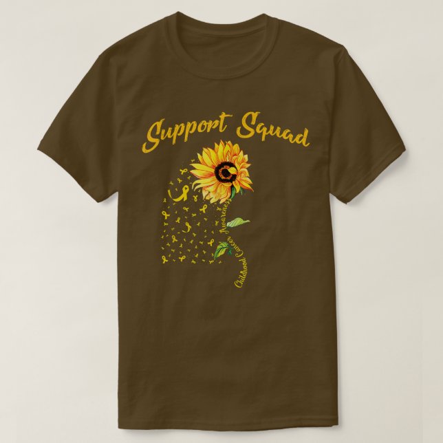 Yellow Ribbon Sunflower Childhood Cancer Awareness T-Shirt (Design Front)