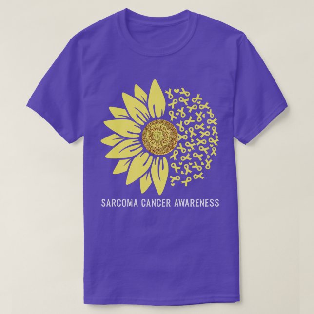 Yellow Ribbon Sunflower Sarcoma Cancer Awareness P T-Shirt (Design Front)