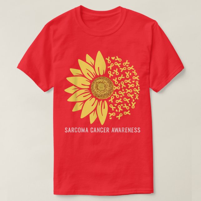 Yellow Ribbon Sunflower Sarcoma Cancer Awareness  T-Shirt (Design Front)
