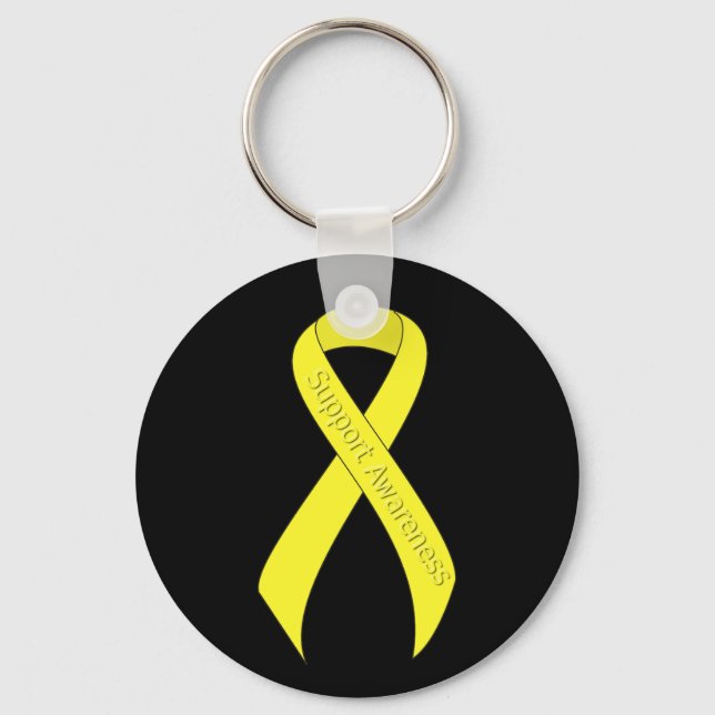 Yellow Ribbon Support Awareness Keychain (Front)