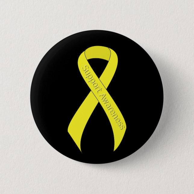 Yellow Ribbon Support Awareness Pinback Button (Front)