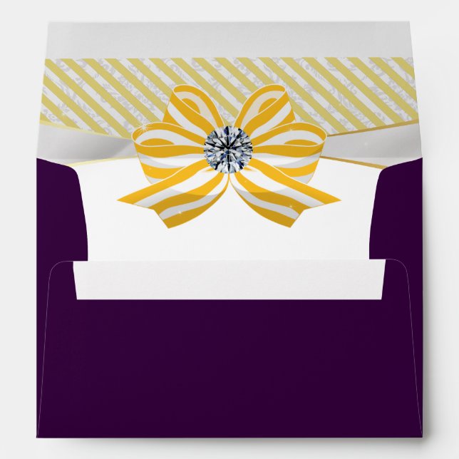 Yellow Ribbon with Damask Pattern Variation Envelope (Back (Bottom))