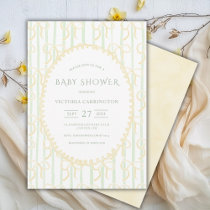 Yellow Ribbons & Stripes Vintage Baby Shower Invitation