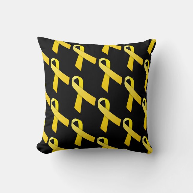 Yellow Ribbons Throw Pillow (Front)
