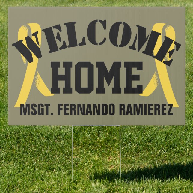 Yellow Ribbons Welcome Home from Deployment Sign (Insitu)
