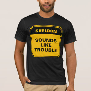 Yellow road sign sounds like trouble personalized T-Shirt