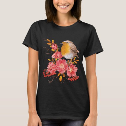 Yellow robin and red poppies  T_Shirt