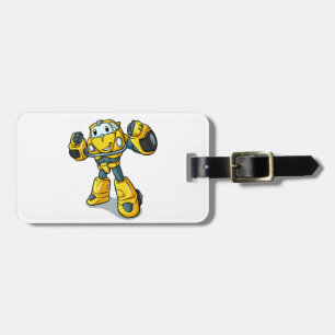 Yellow robot cartoon Choose background color Luggage Tag