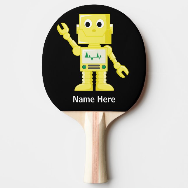 Yellow Robot Ping Pong Paddle (Front)