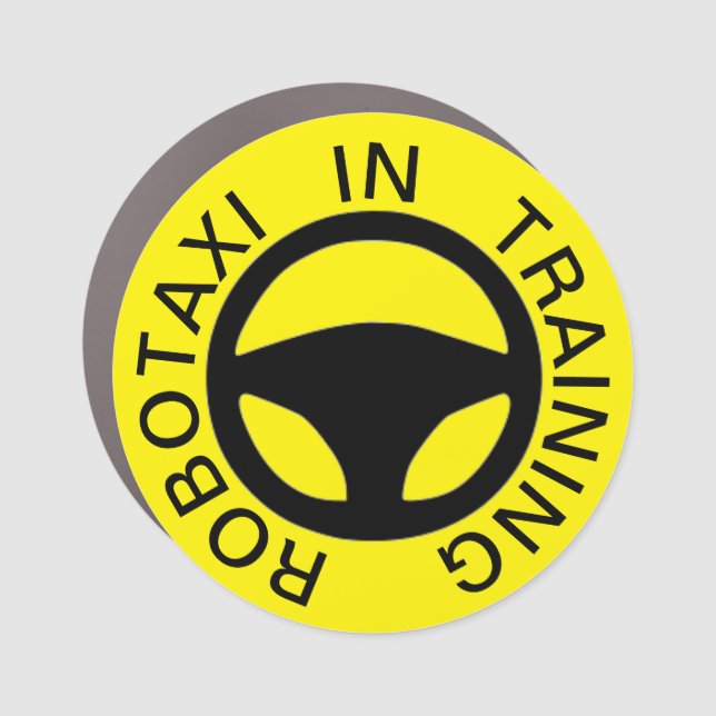Yellow Robotaxi In Training Car Magnet (Front)