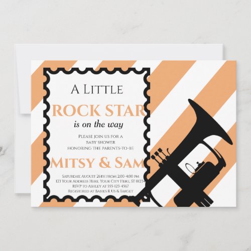 Yellow Rock Star Rock a Bye Baby Shower Invitation