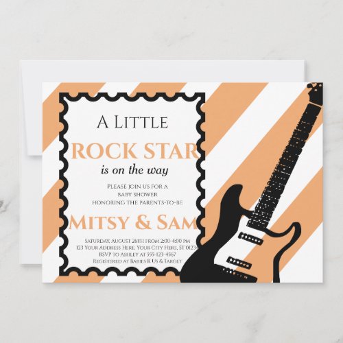 Yellow Rock Star Rock a Bye Baby Shower Invitation