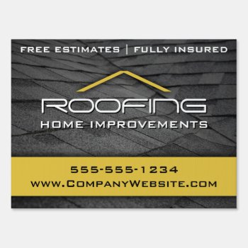 Yellow Roofing Professional Yard Sign Medium by wrkdesigns at Zazzle