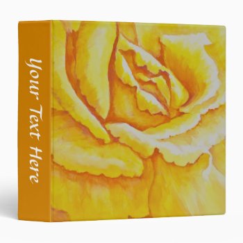 Yellow Rose 3 Ring Binder by watercoloring at Zazzle