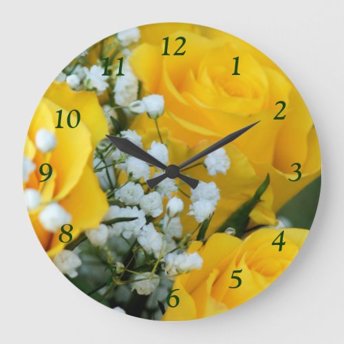 Yellow Rose 4 Clock_ personalize as desired Large Clock