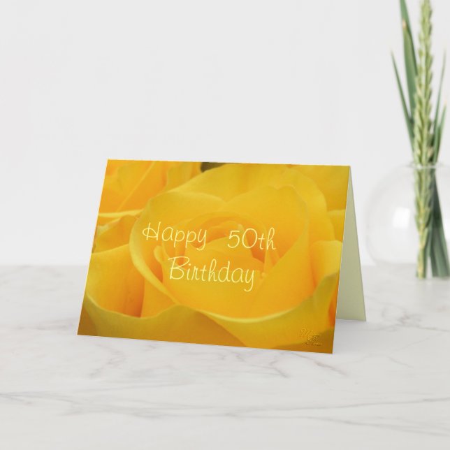 Yellow Rose 50th Birthday- customize any occasion Card (Front)