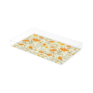 Yellow rose acrylic tray