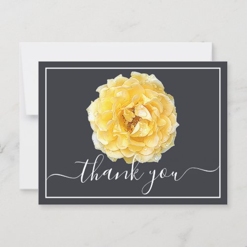 Yellow Rose And Dew Drops Navy Backdrop Thank You Postcard