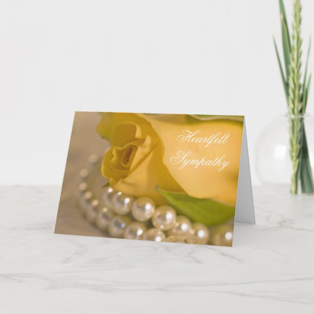 Yellow Rose and Pearls Sympathy Card (Front)